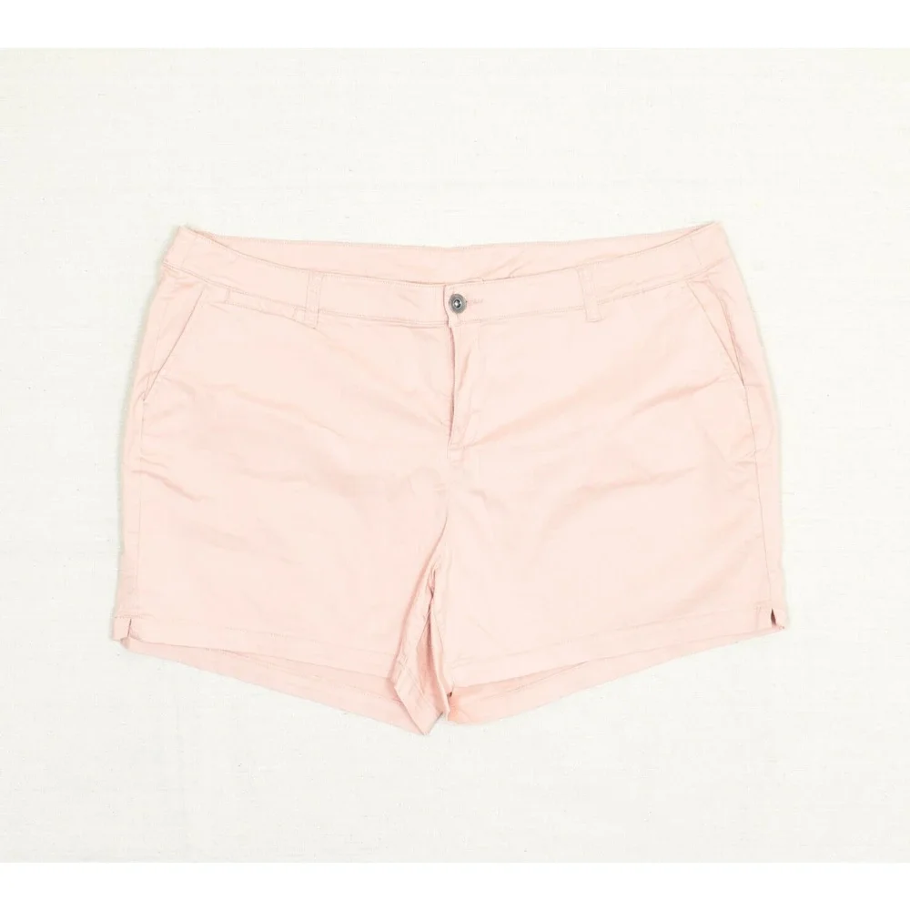 Lane Bryant Women Chino Shorts Solid Zip Cotton Blend Pink Size 22P